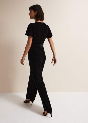 Phase Eight Holly Velvet Jumpsuit Black Canada | COXMDF-175